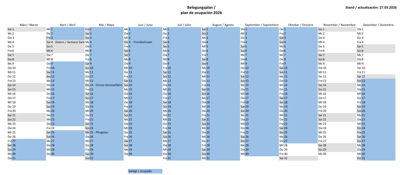 Belegungsplan 2025